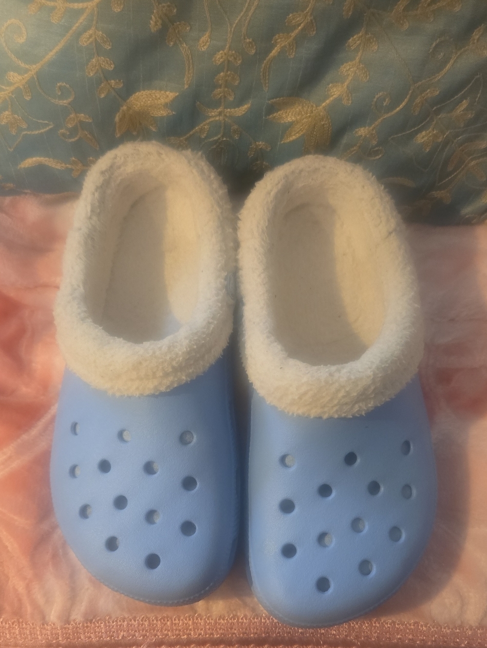 Crocs Classic Lined Clog Fleece Lined Blue & White US 6-8